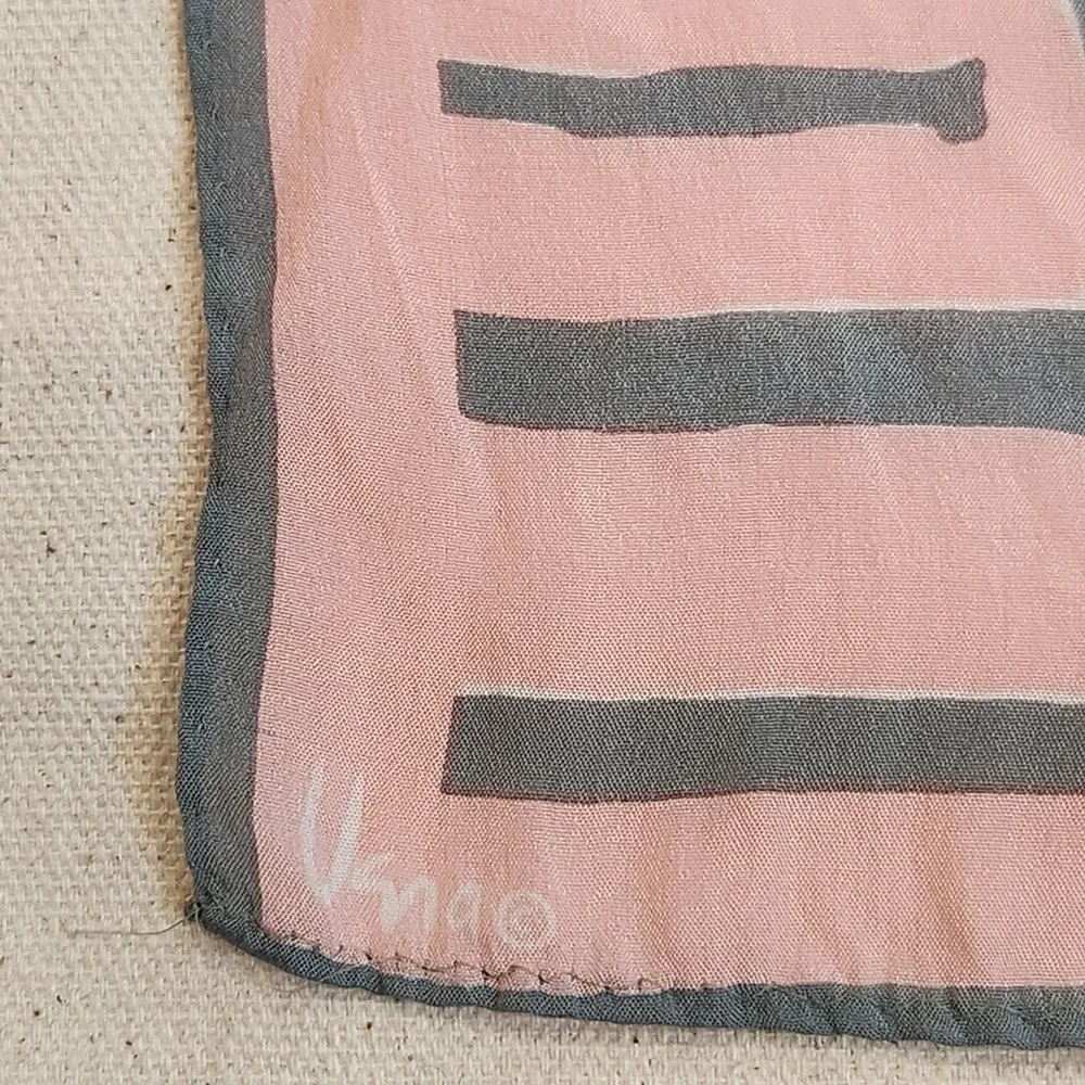 Vintage Vera Neumann Silk Scarf Pink Geometric Abstract Block Art 1950 1960
